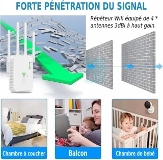 1x WiFi Versterker Buiten - 1200 Mbit/s Dualband Repeater - WPS & Ethernet Poort - Voor Tuin, Garage & Kantoor