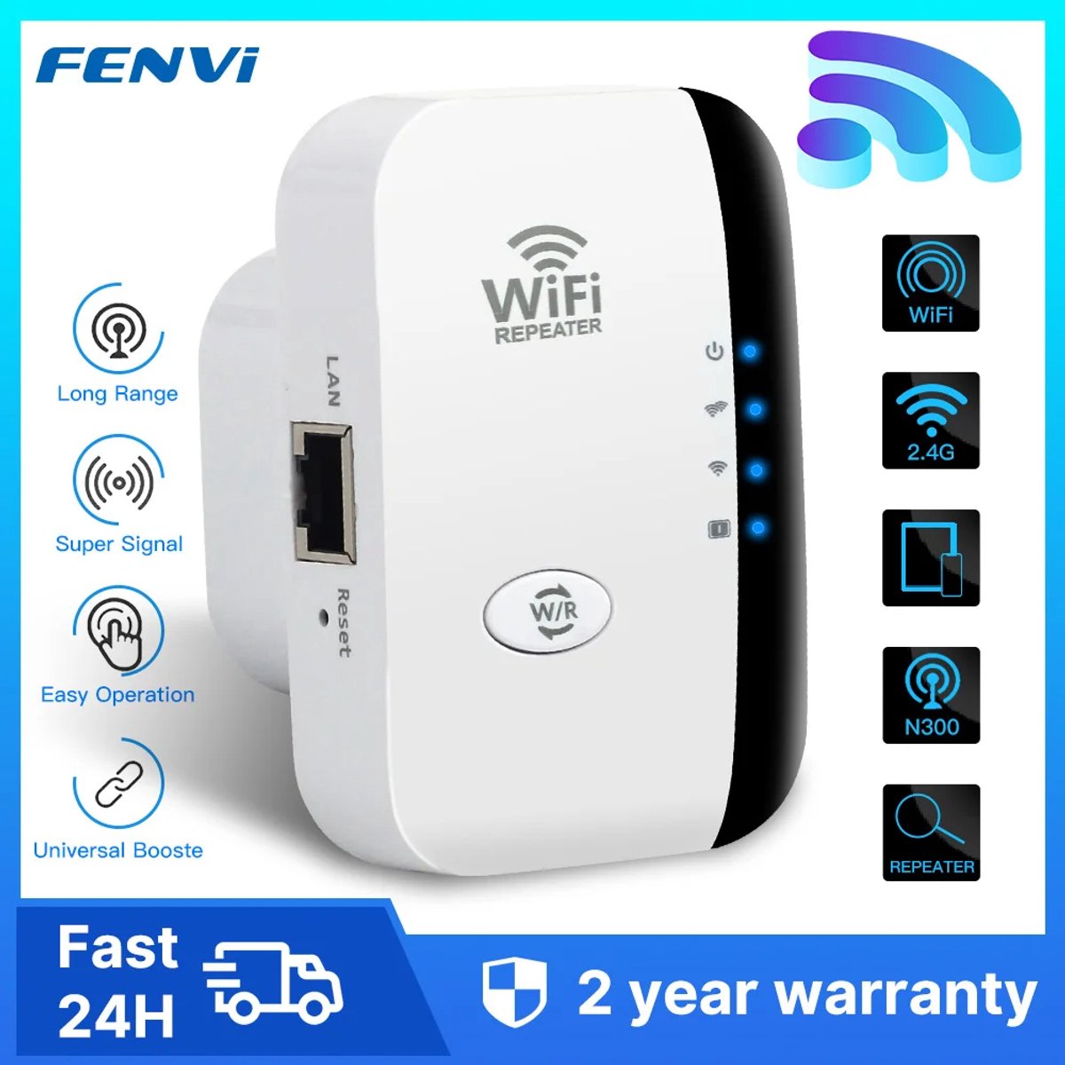 De 300Mbps Draadloze WiFi Repeater 802.11n Wit in één oogopslag