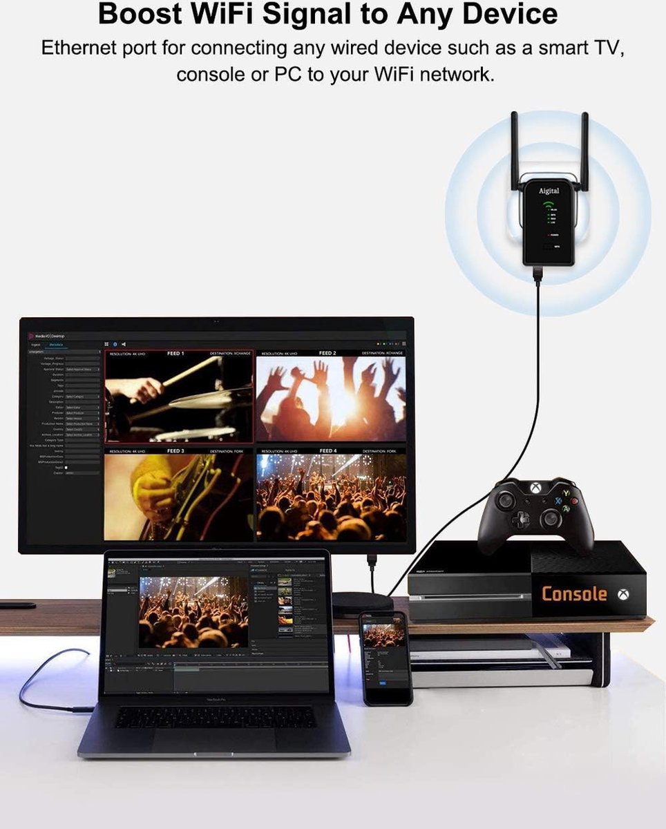 Aigital WLAN Repeater 300 Mbps 2,4 GHz Compact