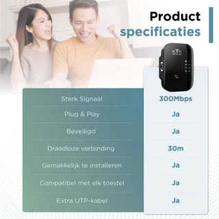 CRTV Wifi Versterker Stopcontact 300Mbps Zwart
