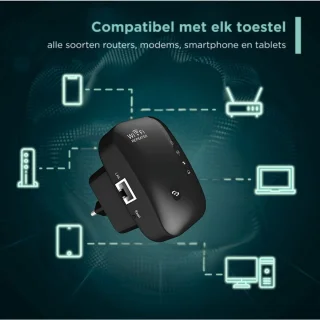 CRTV Wifi Versterker Stopcontact 300Mbps Zwart