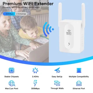 DrPhone BoostWave WiFi Versterker 300 Mbps 2.4GHz Wit