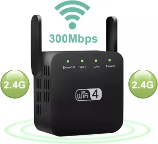 DrPhone WR1 Wifi Versterker 300Mbps 2.4GHz zwart