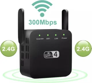 DrPhone WR1 Wifi Versterker 300Mbps 2.4GHz zwart
