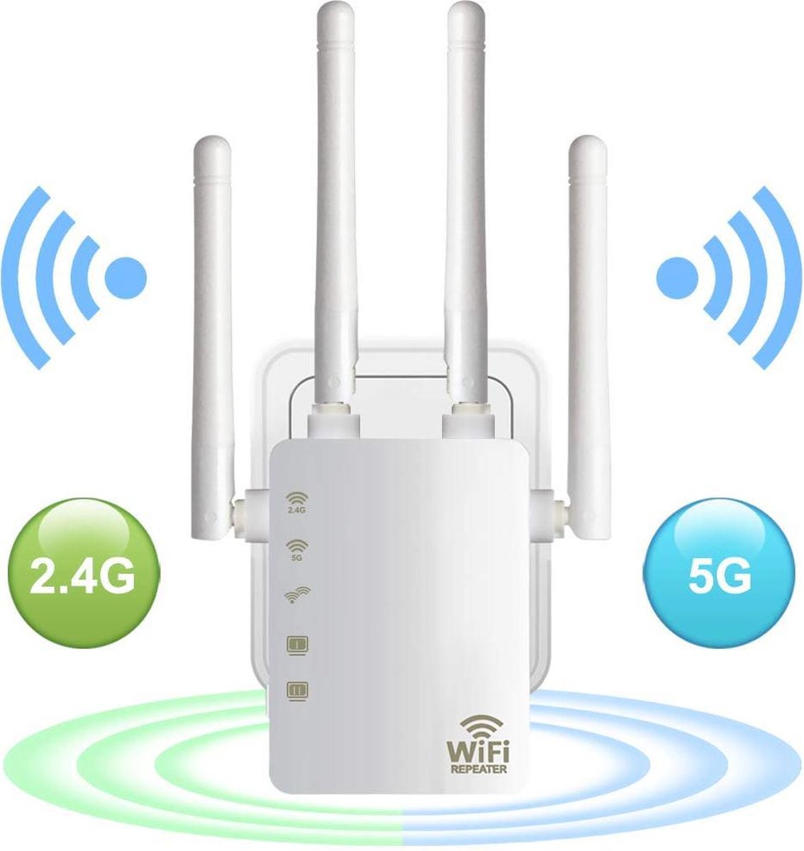 De DrPhone WR4 Pro Dual Band Wifi Versterker 1200Mbps Wit in één oogopslag