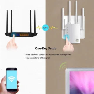 DrPhone WR4 Pro Dual Band Wifi Versterker 1200Mbps Wit
