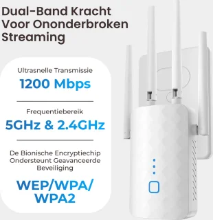 DynaBright WiFi Versterker Stopcontact Dual-Band 1200 Mbit/s