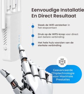 DynaBright WiFi Versterker Stopcontact Dual-Band 1200 Mbit/s