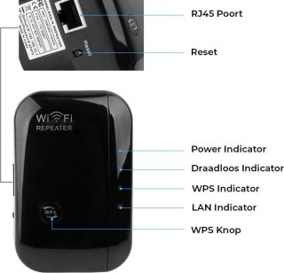 Gymston WiFi Versterker Stopcontact Zwart