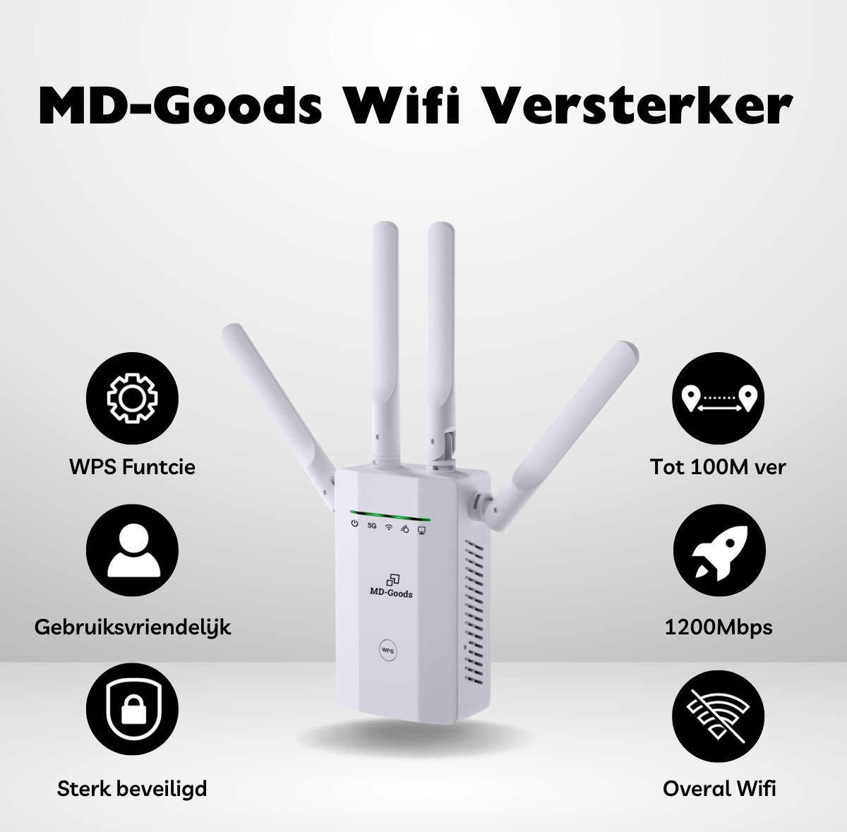 Wat vinden we goed aan de MD-goods WiFi Versterker Stopcontact 1200Mbps Dual Band