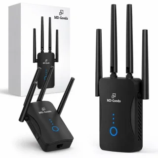 Md-goods wifi-versterker stopcontact – wifi-repeater – zwart