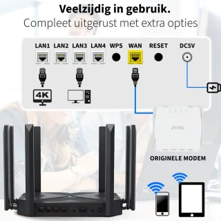 Phreeze 4K Dual Band Wifi Repeater 1200 Mbps Zwart