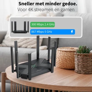 Phreeze 4K Dual Band Wifi Repeater 1200 Mbps Zwart