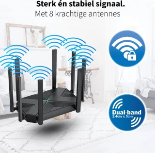Phreeze 4K Dual Band Wifi Repeater 1200 Mbps Zwart