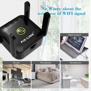 PIXLINK LV-WR24Q WiFi Repeater 2.4G Zwart