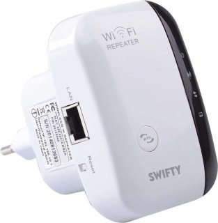 Swifty Wireless WiFi Versterker Stopcontact 300 Mbps 2.4 GHz Wit