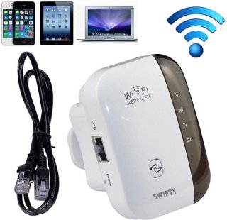 Swifty Wireless WiFi Versterker Stopcontact 300 Mbps 2.4 GHz Wit
