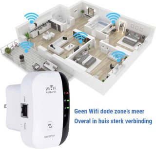 Swifty Wireless WiFi Versterker Stopcontact 300 Mbps 2.4 GHz Wit