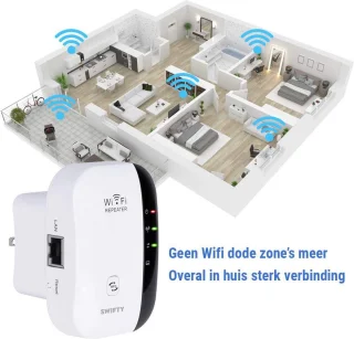 Swifty Wireless WiFi Versterker Stopcontact 300 Mbps 2.4 GHz Wit
