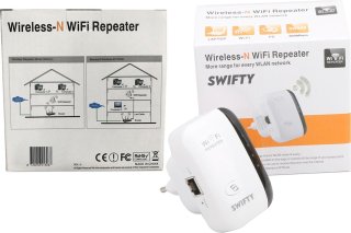 Swifty Wireless WiFi Versterker Stopcontact 300 Mbps 2.4 GHz Wit