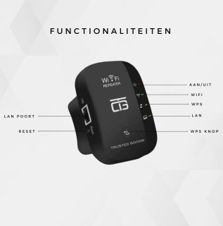 Trusted Goods Wifi Versterker 300Mbps 2.4 GHz Zwart