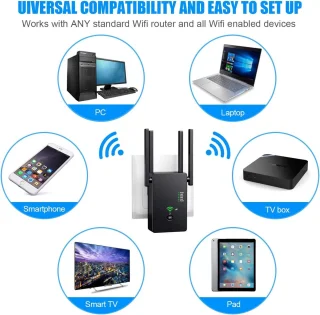 Universeel WiFi Repeater - Stopcontact - Zwart