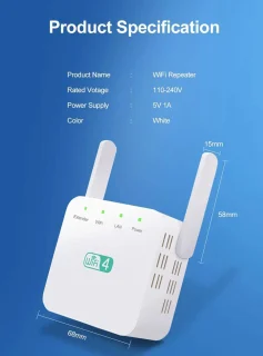 WiFi Extender 300M Dual Band WiFi Signaalversterker Wit