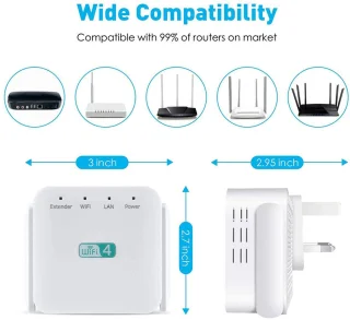 WiFi Extender 300M Dual Band WiFi Signaalversterker Wit