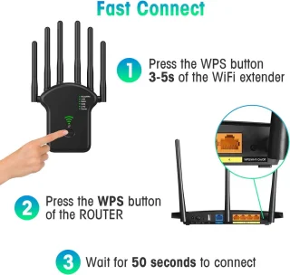 WiFi Extender Signaalversterker Dual Band Zwart 1200Mbps