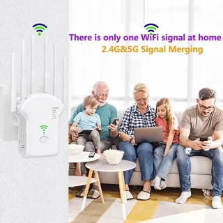 WiFi Repeater 1200 Mbps Dual-Band met 6 Antennes en Ethernet-poort