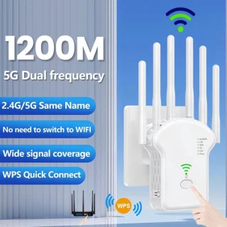 WiFi Repeater 1200 Mbps Dual-Band met 6 Antennes en Ethernet-poort