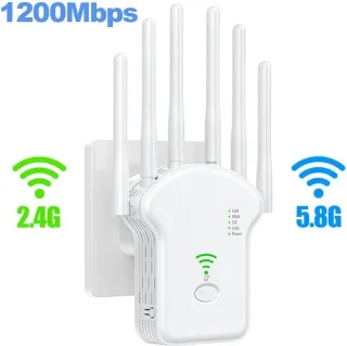 WiFi Repeater 1200 Mbps Dual-Band met 6 Antennes en Ethernet-poort