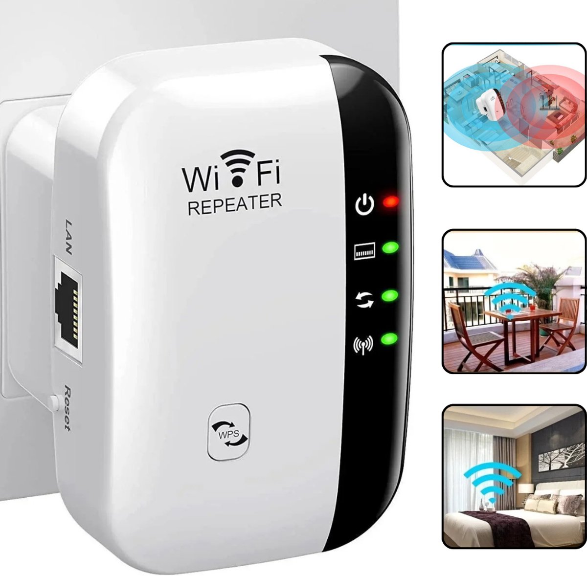 De WiFi Repeater 300Mbps Draadloze Signaalversterker EU/US Plug in één oogopslag