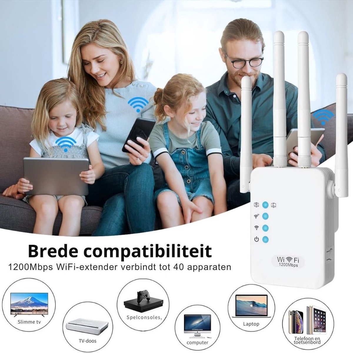 Wifi Stopcontact Versterker 1200 Mbit/s