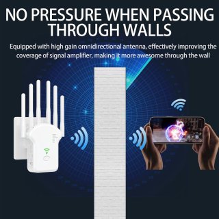 WiFi Versterker 1200 Mbps met 6 antennes Wit