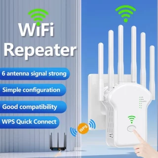 WiFi Versterker 1200 Mbps met 6 antennes Wit