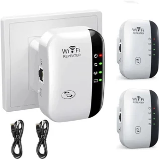Wifi versterker 2 stuks met stopcontact, wifi repeater 300Mbps inclusief ethernetkabel