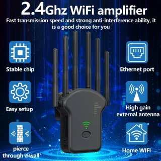 WiFi Versterker Dual-Band 1200 Mbit/s Zwart
