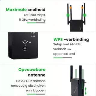 WiFi Versterker Stopcontact 1200 Mbps 2.4/5 GHz