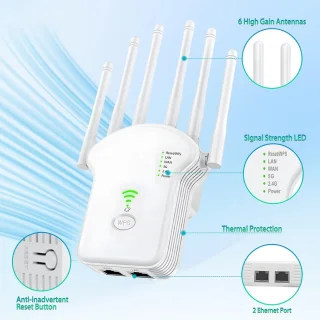 WiFi Versterker Stopcontact 2.4 GHz/5.0 GHz