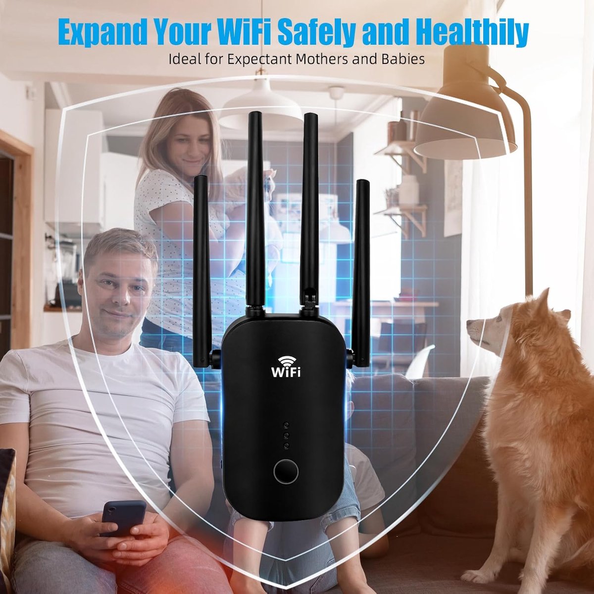 WiFi Versterker Stopcontact Dual-Band met WPS Knop