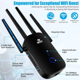 WiFi Versterker Stopcontact Dual-Band met WPS Knop