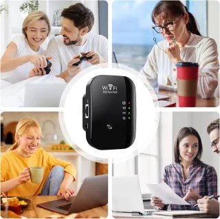 WiFi Versterker Stopcontact Zwart 300Mbps