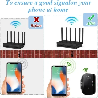 WiFi Versterker Stopcontact Zwart 300Mbps