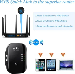 WiFi Versterker Stopcontact Zwart 300Mbps