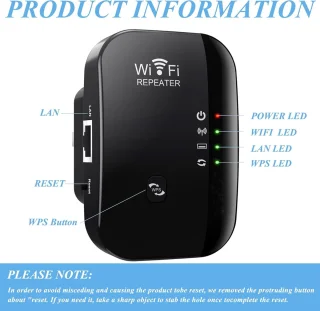 WiFi Versterker Stopcontact Zwart 300Mbps