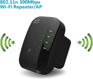 WiFi Versterker Stopcontact Zwart 300Mbps Ethernet Range Extender 2.4 GHz