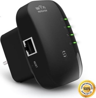 WiFi Versterker Stopcontact Zwart 300Mbps Ethernet Range Extender 2.4 GHz