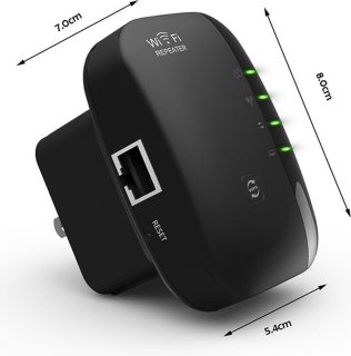 WiFi Versterker Stopcontact Zwart 300Mbps Ethernet Range Extender 2.4 GHz