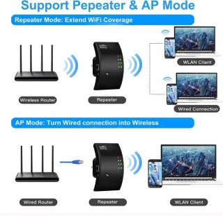 WiFi Versterker Stopcontact Zwart - Router Extender